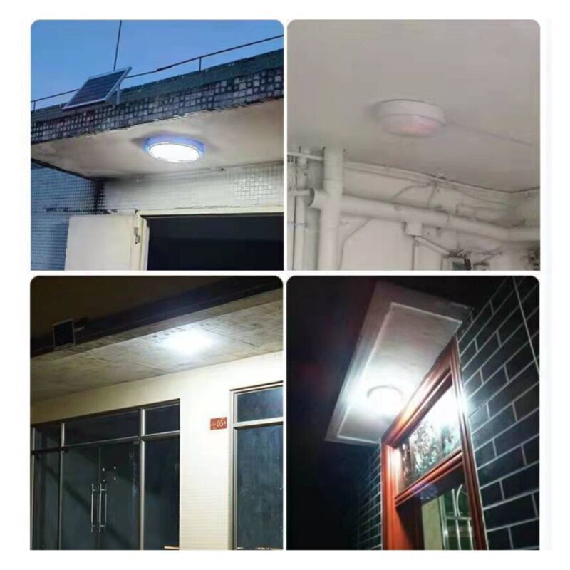 Solar Powered 28cm LED Ceiling Light Bedroom Garden Garage Shed Tent Lamp