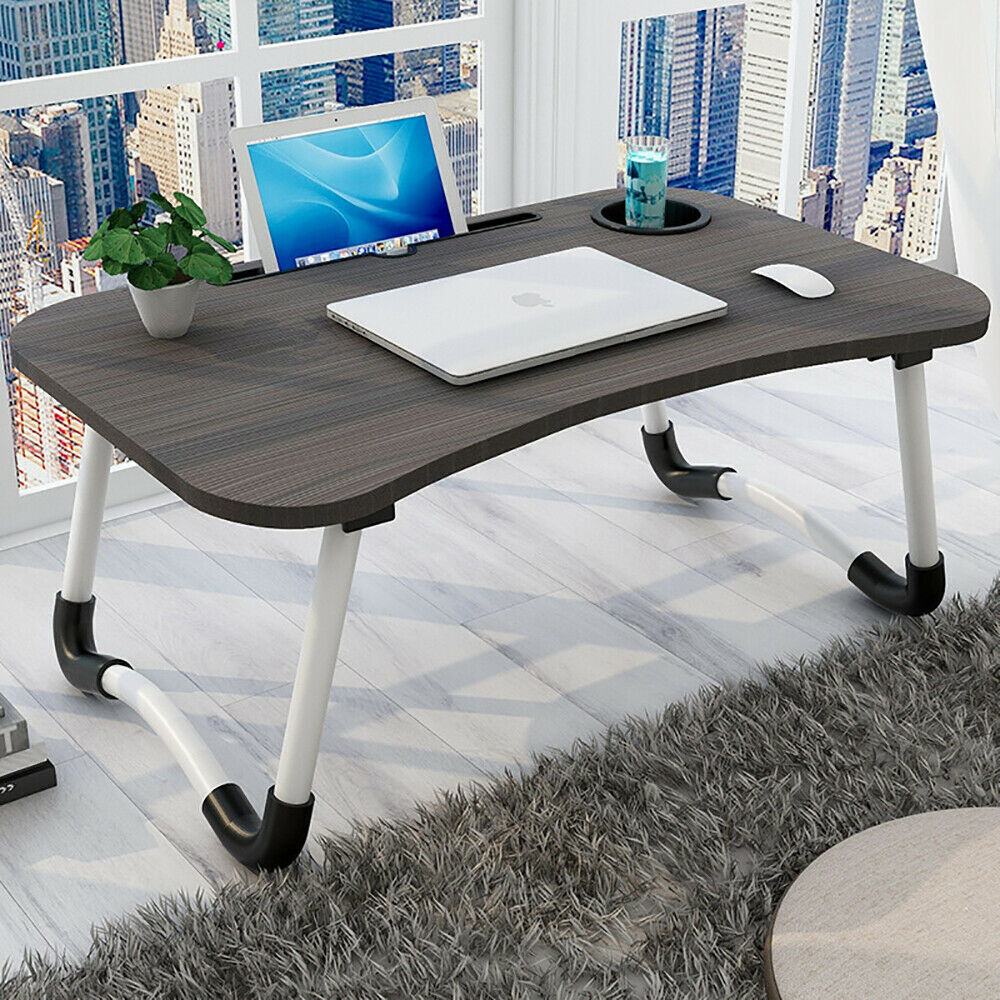 Laptop Stand Table Foldable Desk Computer Study Adjustable Portable Cup Slot
