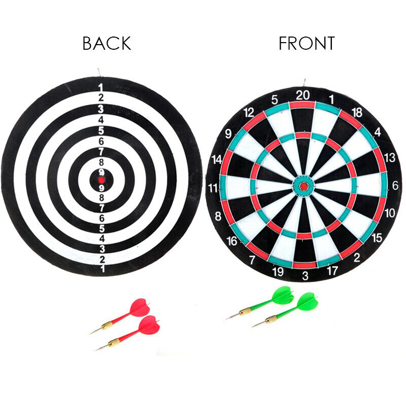 11" Double-sided Dart Board & Target Game Board Included 4pcs Darts Family Game