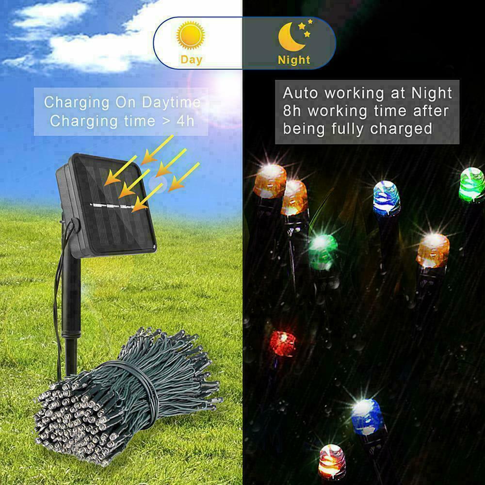 Solar Fairy String Lights 100/200/500 LED Outdoor Garden Christmas Party Decor