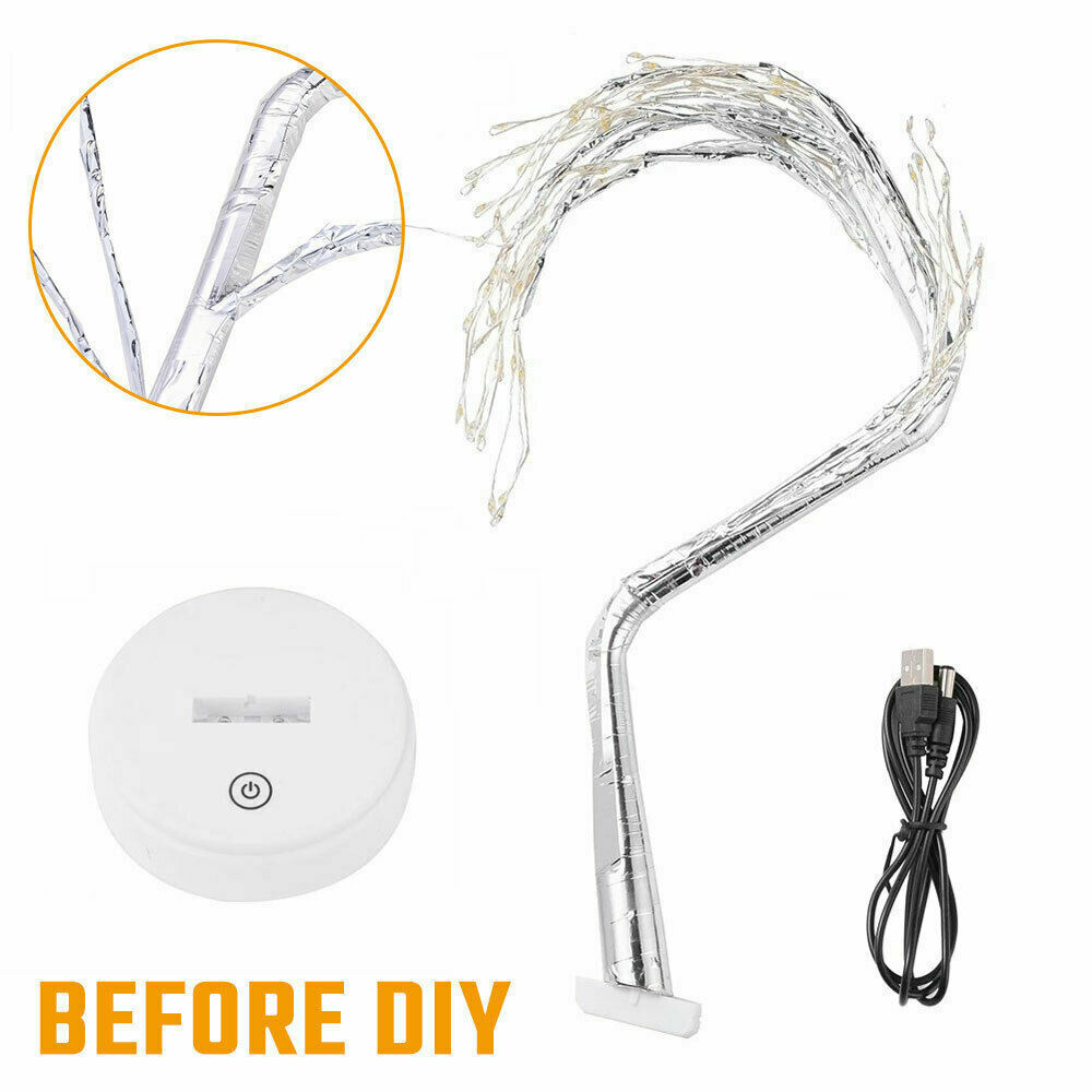 LED Night Light Tree Table Desk Lamp Gold Branch Battery USB Wedding Party Decor