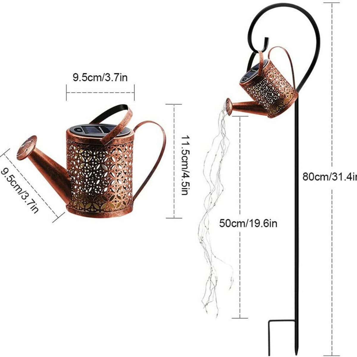 Solar LED Watering Can String Light Shower Outdoor Garden Art Tree Decor Lamp AU