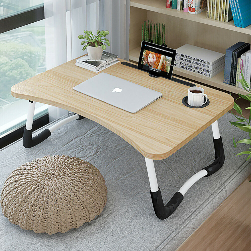 Laptop Stand Table Foldable Desk Computer Study Adjustable Portable Cup Slot