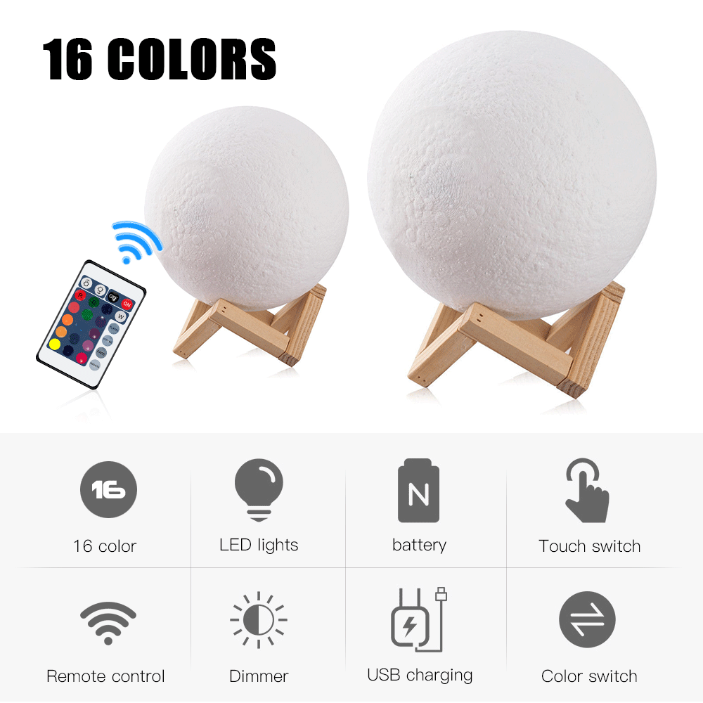 Dimmable 3D Magical 15cm Moon Lamp USB LED Night Light Touch Sensor Lamp