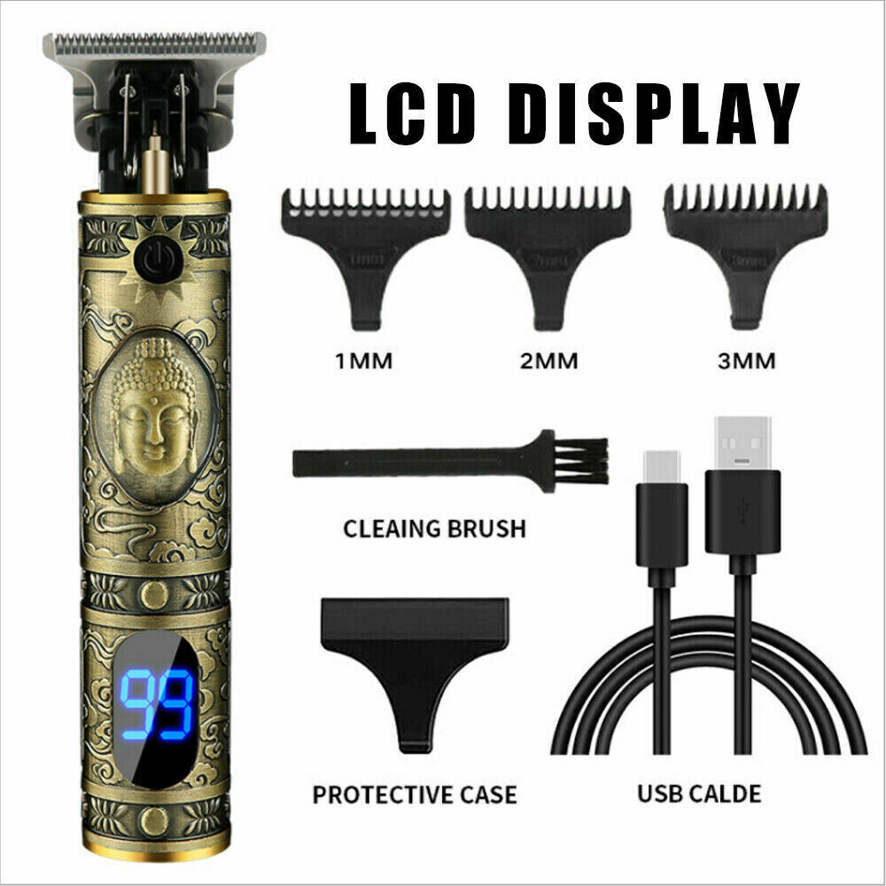 Portable Electric LCD Men Hair Trimmer Clippers Beard Shaver Cutting Cordless