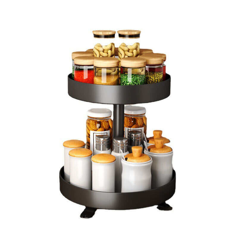 2 Tier Lazy Susan 360° Rotate Cabinet Bathroom Organizer Turntable shelf