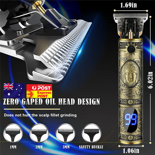 Portable Electric LCD Men Hair Trimmer Clippers Beard Shaver Cutting Cordless