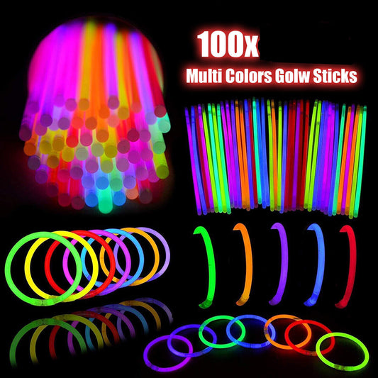 100Pcs Mixed color glow sticks party glowsticks bracelets light glow in the dark