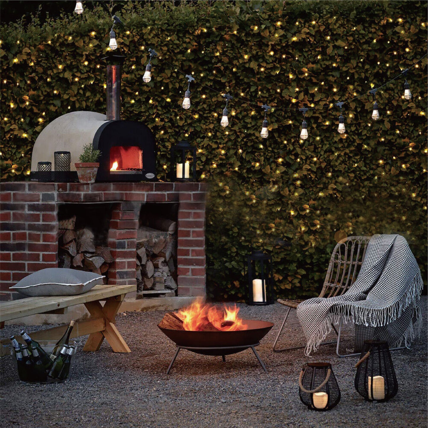 48FT LED Festoon Lights Solar String Light Waterproof Party Outdoor Bulbs