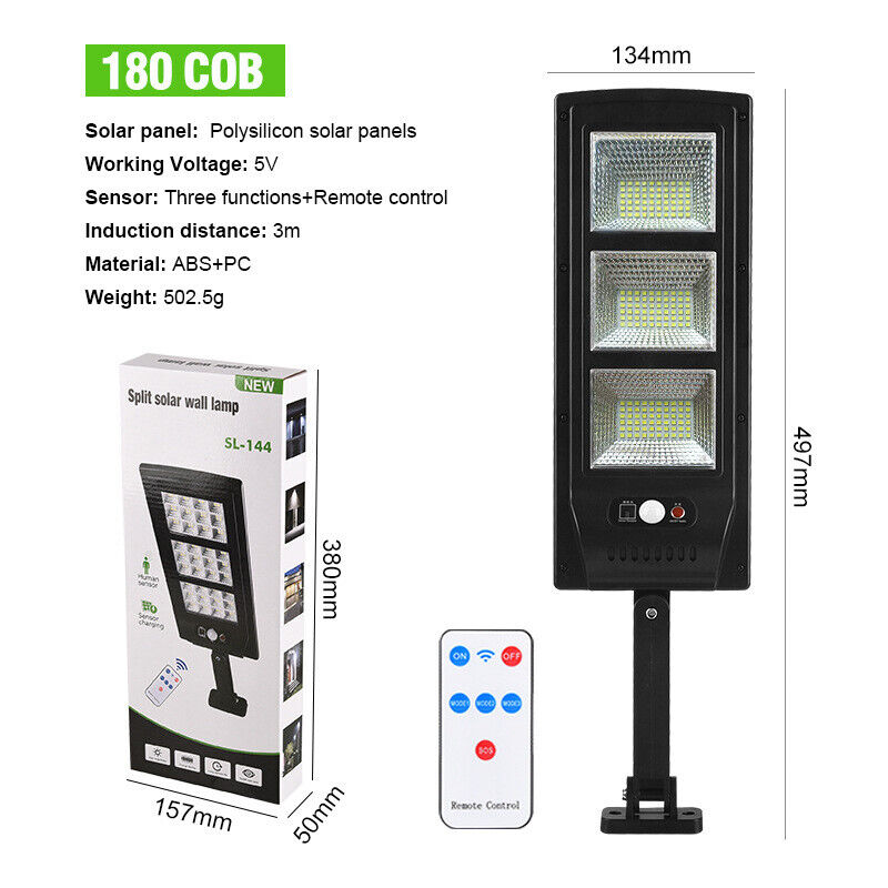 120 LED Solar Street Light Lamp Motion Sensor Lights Remote Garden Yard Flood
