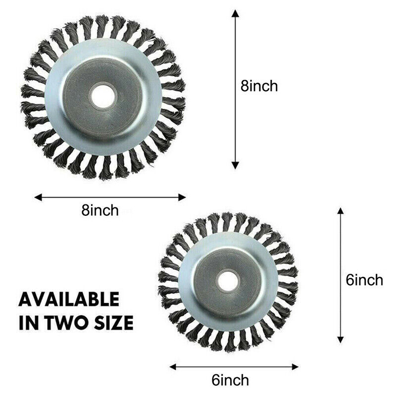 Weed Brush Steel Wire Trimmer Wheel 6/8" Garden Lawn Mower Head Tool Grass Cutter