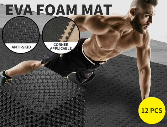 6pcs Interlocking Heavy Duty EVA Foam Gym Flooring Mat Floor Mats Tiles 60x60cm
