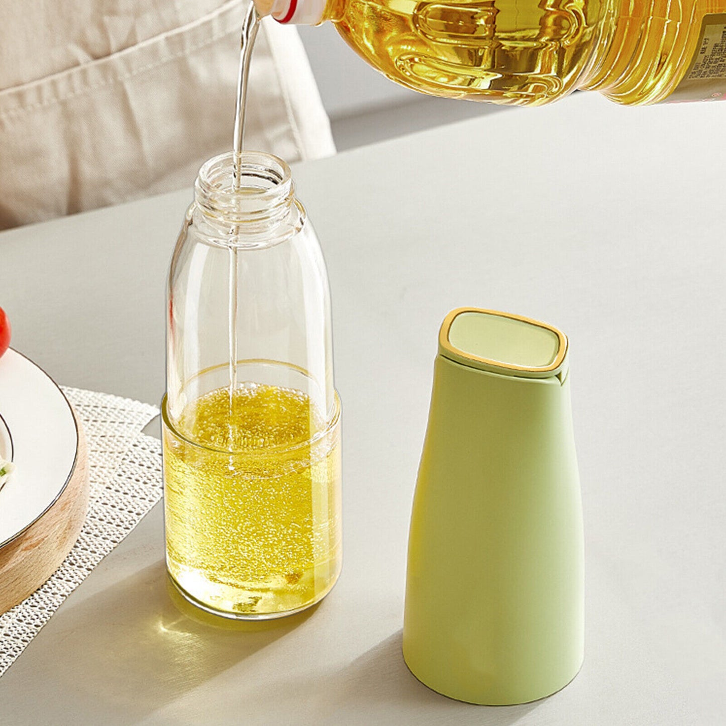 Glass Oil Pot Automatic Opening And Closing Oil Pot Large Capacity Kitchen Soy