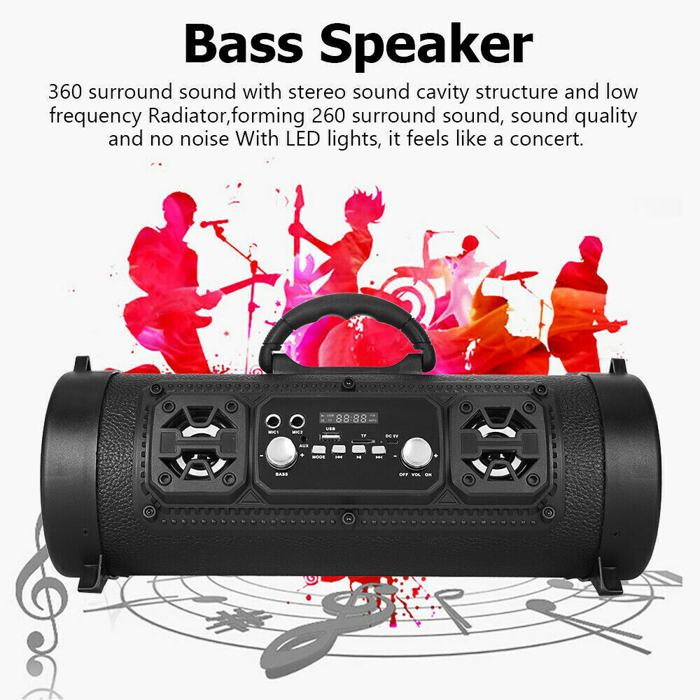 Portable Speaker Wireless Bluetooth Stereo Bass USB/TF/ Radio Subwoofer