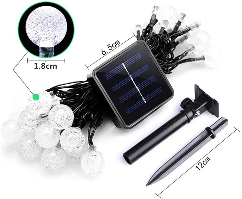 50LED Solar Globe String Fairy Light Outdoor Festoon Party Garden Tree Decor