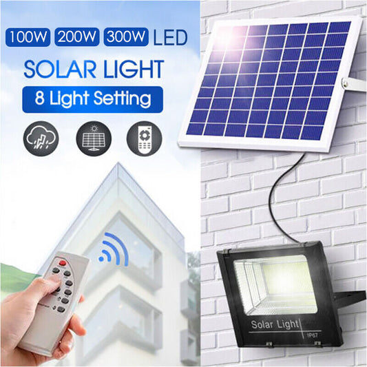 LED Solar Light Street Flood Sensor Remote Outdoor Garden Security Lamp