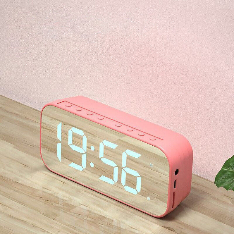 Mirror LED Display Digital Alarm Clock Wireless Bluetooth Speaker Home Decor