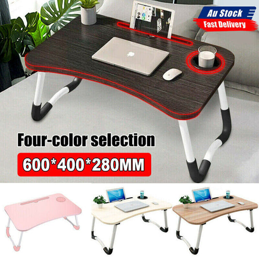 Laptop Stand Table Foldable Desk Computer Study Adjustable Portable Cup Slot