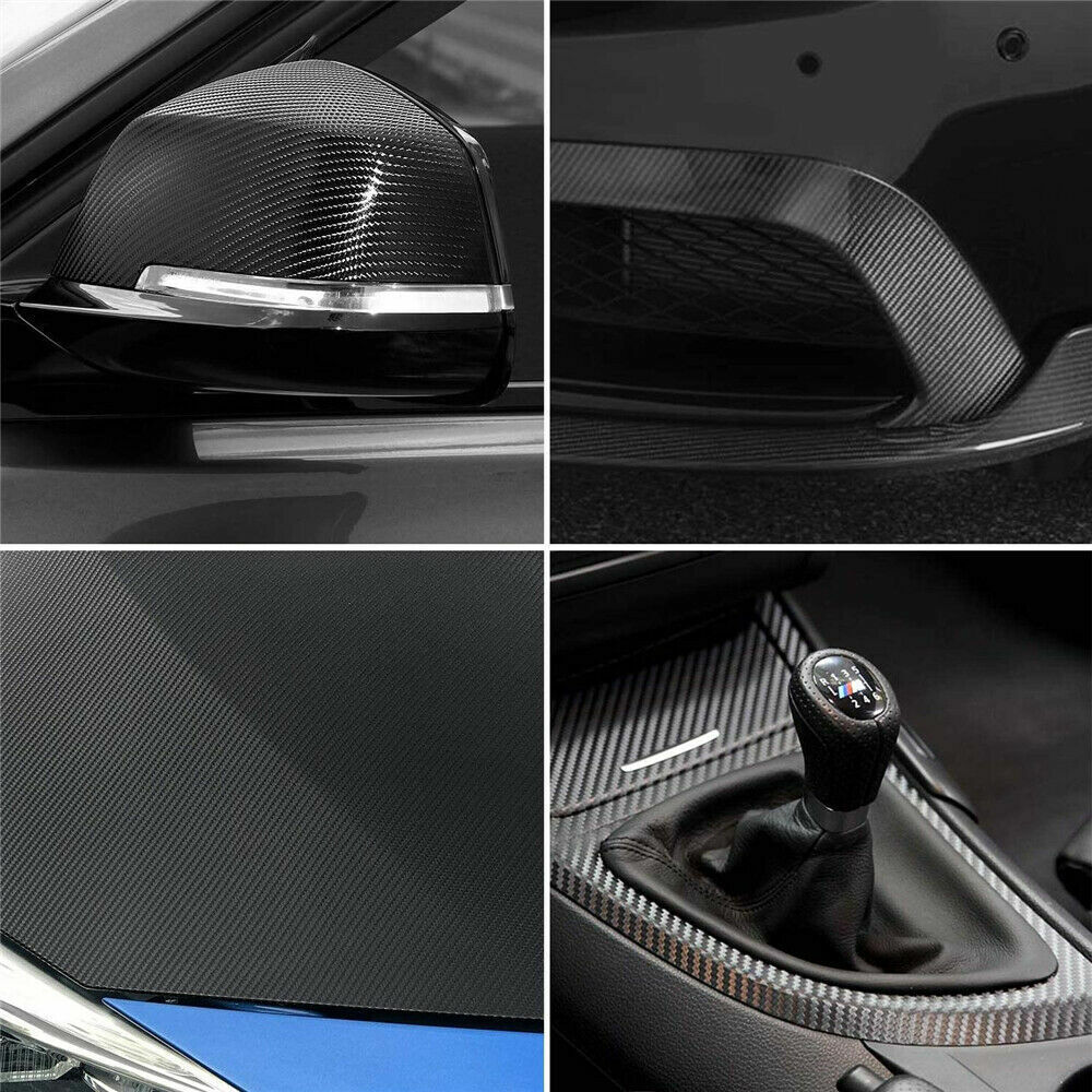 Gloss Black 4D Carbon Fiber Vinyl Car Phone Laptop Wrap Sticker Film 50x151cm