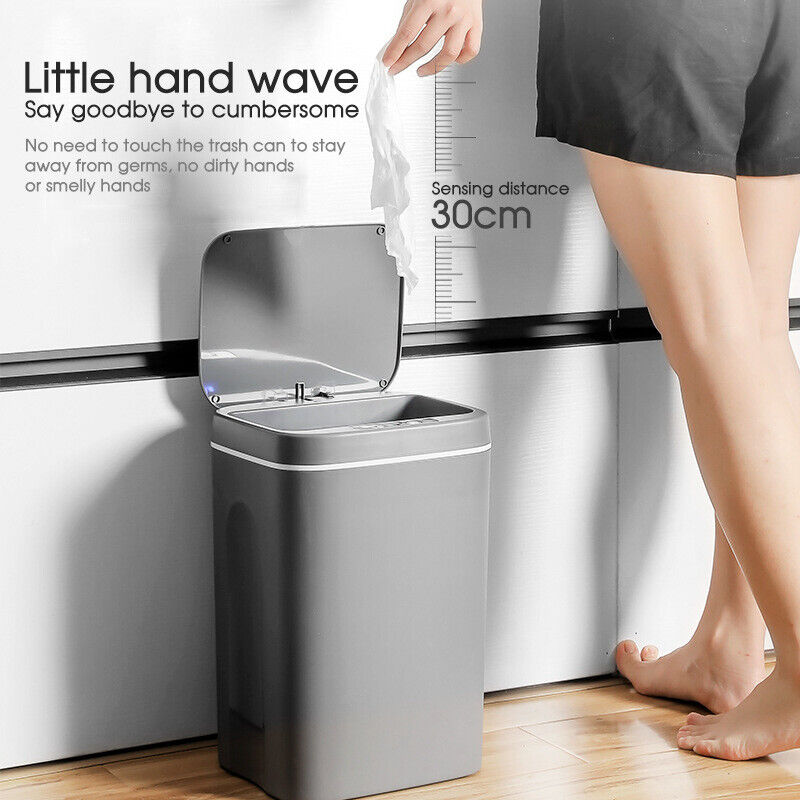 12-18L Smart Trash Bin Automatic Motion Sensor Rubbish Waste Bin Basket Toilet