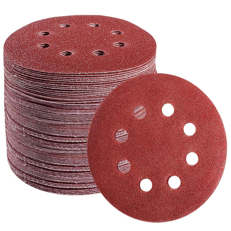 125mm 5" Sanding Discs 8-Hole 60-3000 Grit Orbital Sander Pads Sandpaper 100pcs