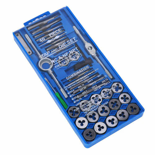 40PCS TAP & DIE SET HARDENED METRIC SCREW THREAD TAPER DRILL TOOL KIT