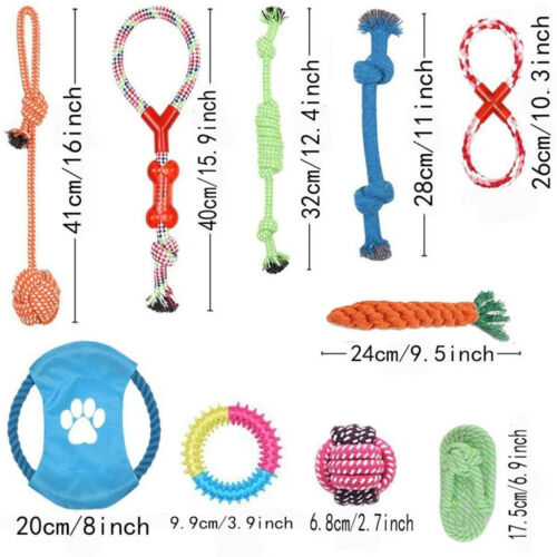 10 PCS Durable Cotton Rope Pet Dog Toys Puppy Pull Teeth Chew Bite Toy Tough