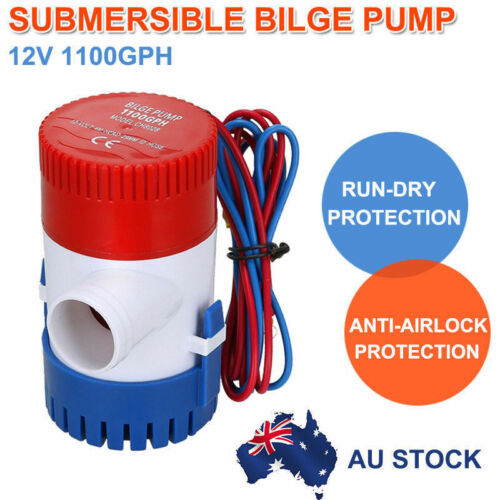 12V 1100GPH Submersible Bilge Water Pump Fishing Boat Caravan Campervan Camping