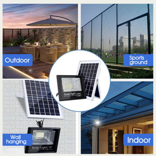 LED Solar Light Street Flood Sensor Remote Outdoor Garden Security Lamp