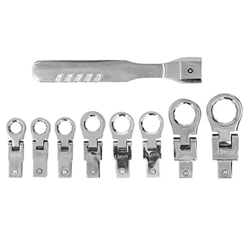8in1 Ratchet Wrench, Steel Various Sizes Wide Application Drive Wrench 180° Head