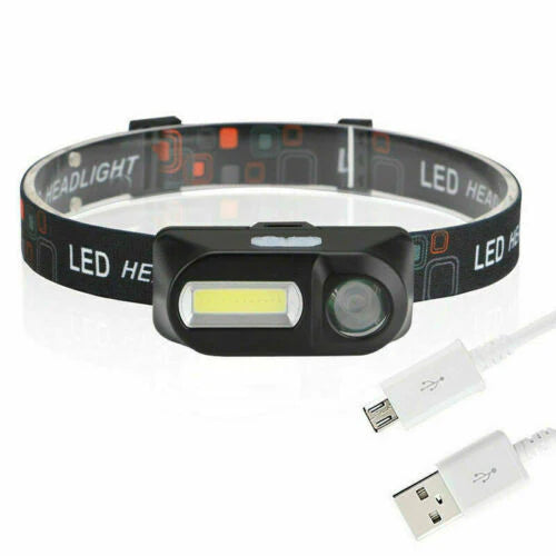 SUPER BRIGHT WATERPROOF HEAD TORCH HEADLIGHT LED USB RECHARGEABLE HEADLAMP