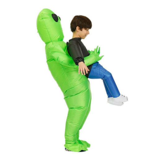Scary Halloween Green Alien Inflatable Kid Costume Party Dress Blow Up Suits