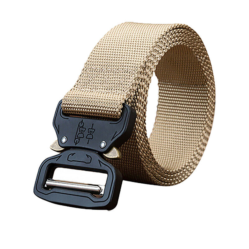 Mens Canvas Outdoor Tactical Belt Heavy Duty Army Waist Web Strap Waistband