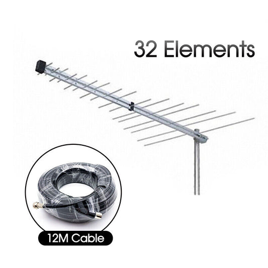 TV Antenna 32 Element Log Periodic Outdoor UHF VHF FM HDTV Digital Aerial New