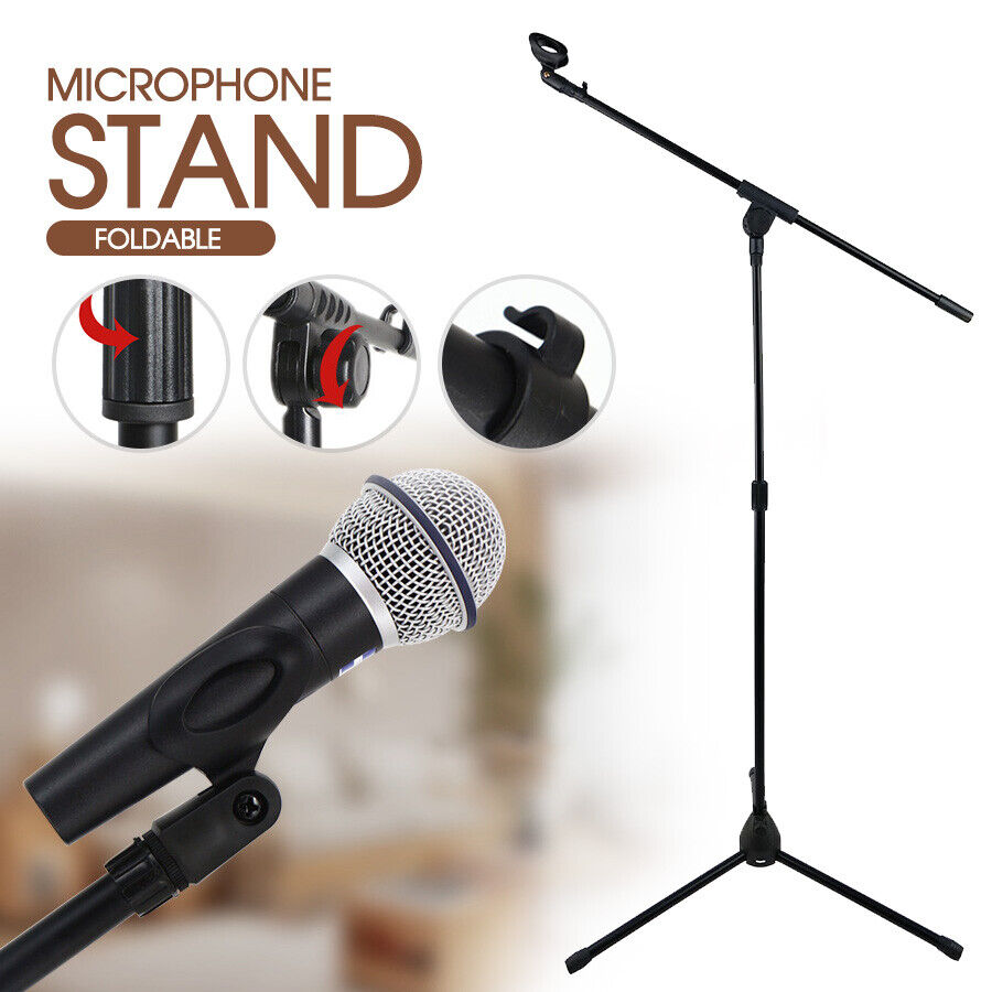 Telescopic Boom Microphone Stand Adjustable Mic Holder Tripod