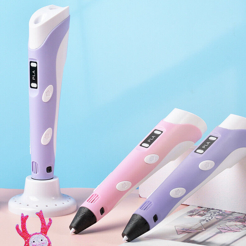 LCD Screen 3 Free Filaments Doodle Drawing Kid Gift 3D Printing Pen Set Printer