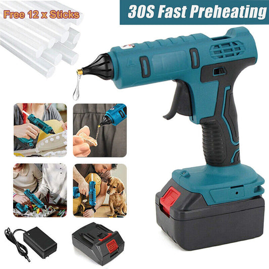 100W Cordless Hot Melt Glue Gun Electric Heating Craft DIY Tool +12 Glue Sticks