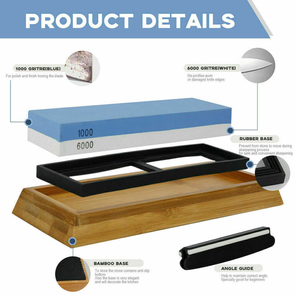 6000/1000 Dual Whetstone Waterstone Knife Sharpening Water Stone Wet Sharpener