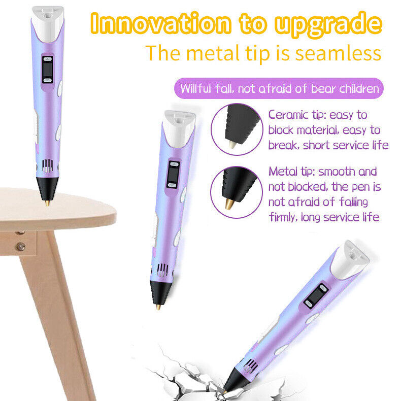 LCD Screen 3 Free Filaments Doodle Drawing Kid Gift 3D Printing Pen Set Printer