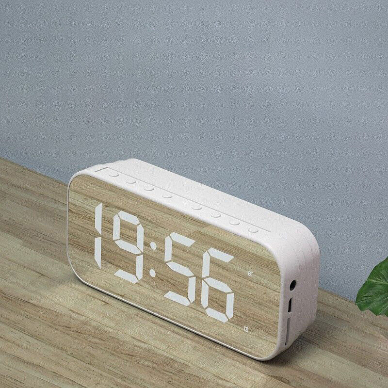 Mirror LED Display Digital Alarm Clock Wireless Bluetooth Speaker Home Decor
