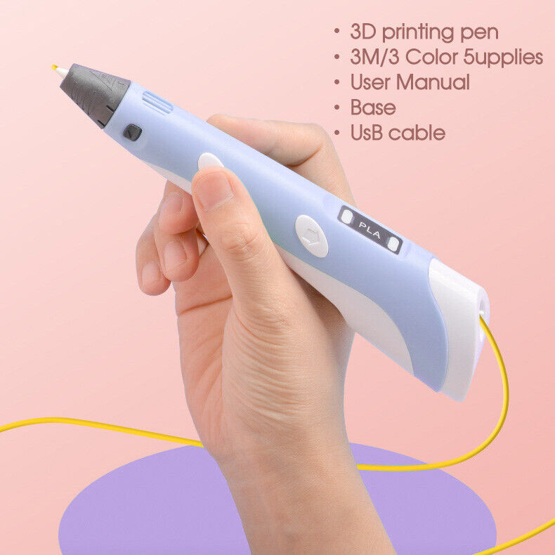 LCD Screen 3 Free Filaments Doodle Drawing Kid Gift 3D Printing Pen Set Printer