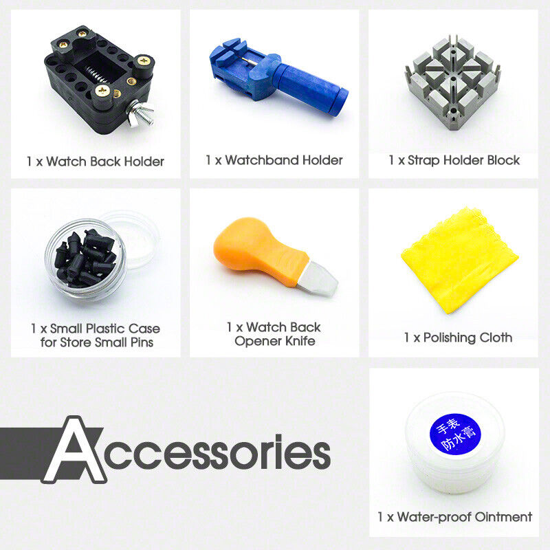 21PCs Horologe Watchmaker Watch Link Pin Remover Case Opener Repair Tool Kit Set