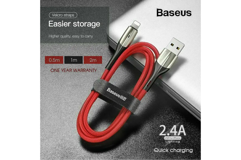 BASEUS CABLE FAST CHARGING CHARGER CORD FOR IPAD IPHONE XS XR 8 7 6 RED 2M