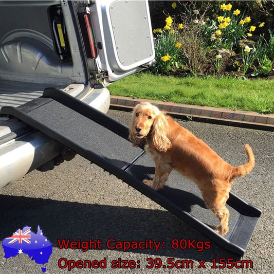 Folding Car Dog Pet Ramp Steps Bi Fold Ultra Light SUVs Vans Portable