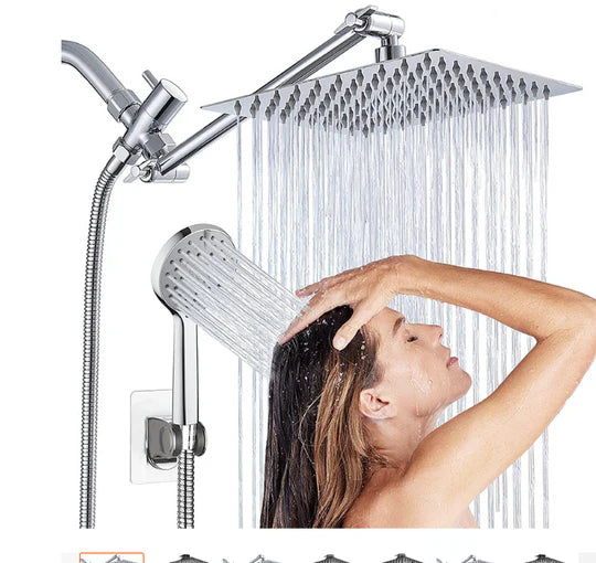 Wall-mounted Exposed Shower Extension Rod Bath Set with 2 in 1 Shower Arm Rail and 3-Mode Handheld