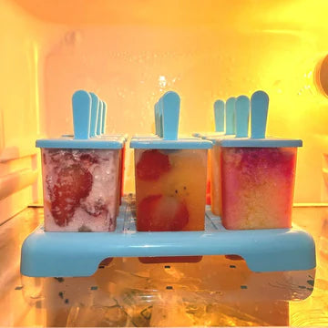 12 Cells Block Moulds Ice Cream Mold Icy Pole Jelly Pop Popsicle Maker Mould Tray