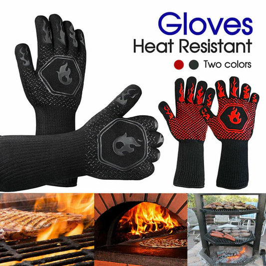 1Pair Silicone Mitt 1472°F Heat Proof Resistant Oven BBQ Gloves Kitchen Cooking