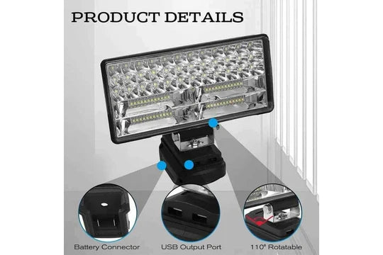 5 inch LED Work Light Spotlight with 2 Li-on Batteries