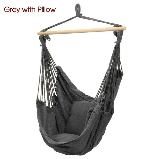 Portable Hanging Hammock Chair Swing Garden Outdoor Camping Soft Cushions