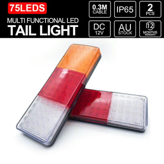 2X 12-24V 75 LED Lights Ute Trailer Caravan Truck Boat Stop Reverse Indicator
